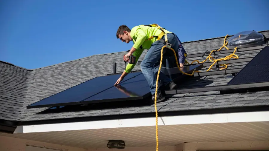 solar panels being installed on a home in whakatane